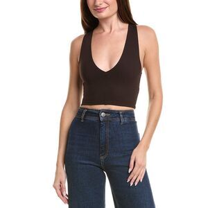Leset Womens Rio V Crop Tank, Brown